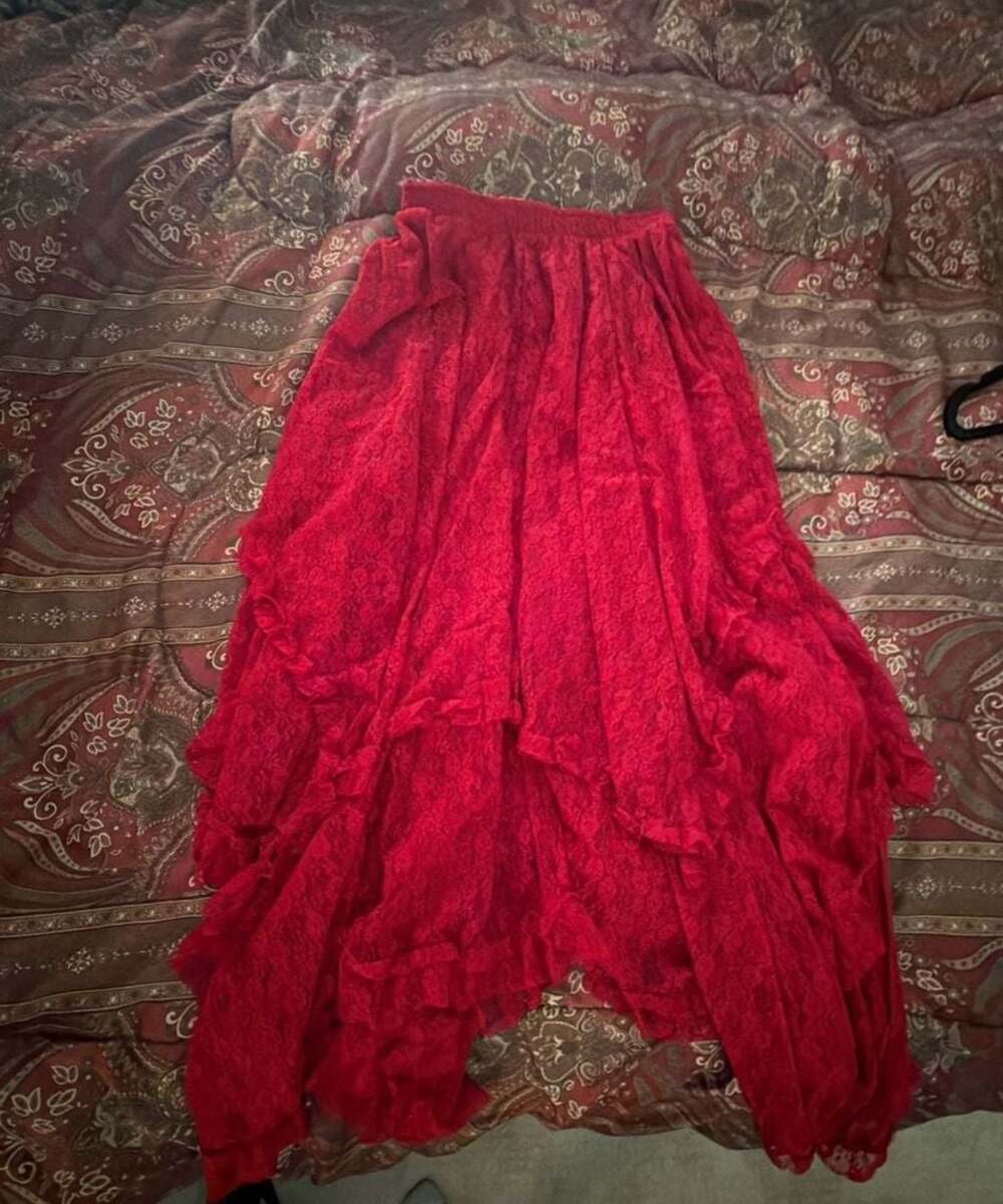 R.Vivimos Summer Boho Lace Beach Cover Up Maxi Skirt Transparent Swing Ruffle
